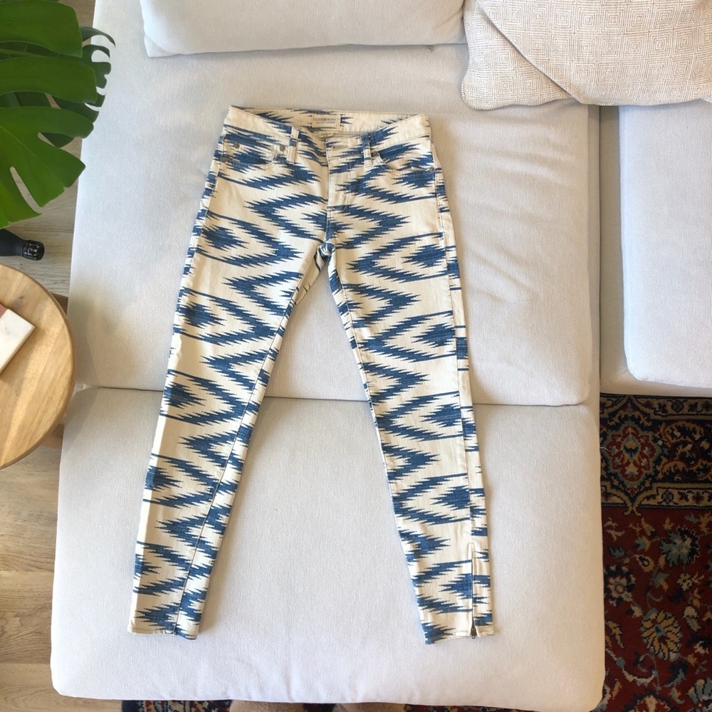 Ivory and blue southwestern print jeans by Ralph Lauren